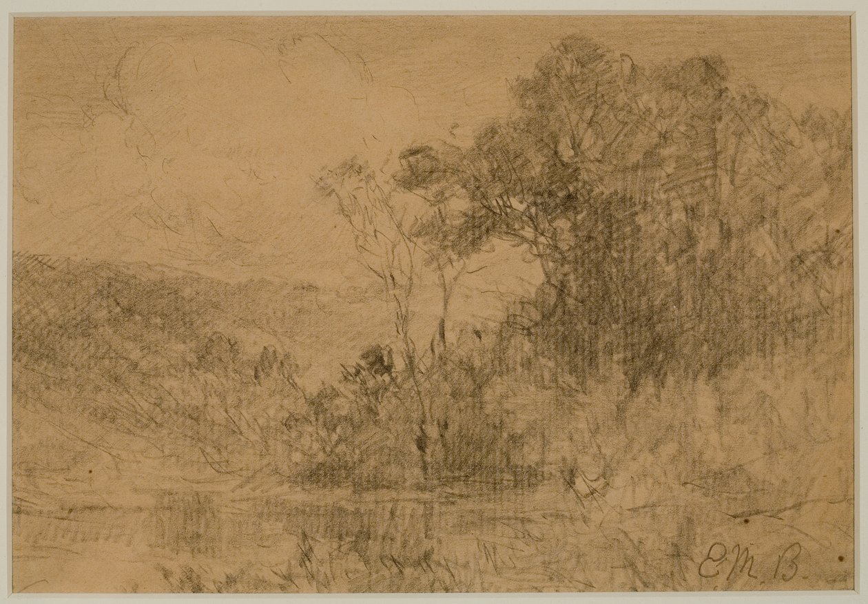 Landskap, skog (#36) c. 1880-talet (grafit på papper) av Edward Mitchell Bannister
