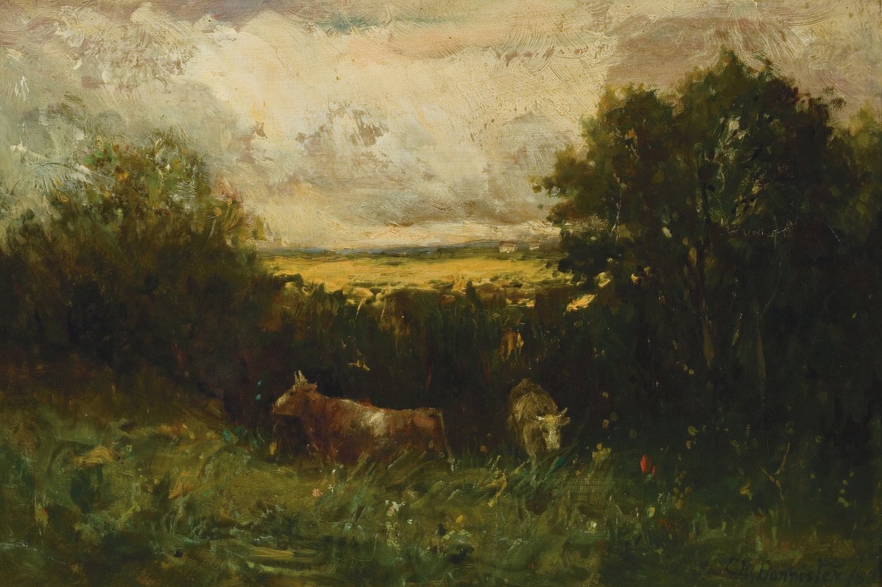 Landskap med boskap av Edward Mitchell Bannister