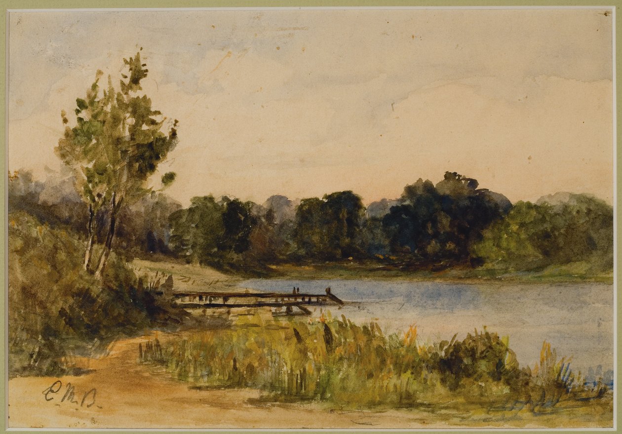 Landskap med hamn och vatten (#37), ca. 1880 (akvarell på papper) av Edward Mitchell Bannister