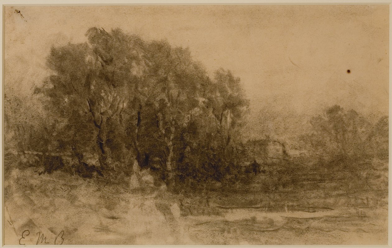 Landskap med skogar, ca. 1880-talet (grafit på papper) av Edward Mitchell Bannister