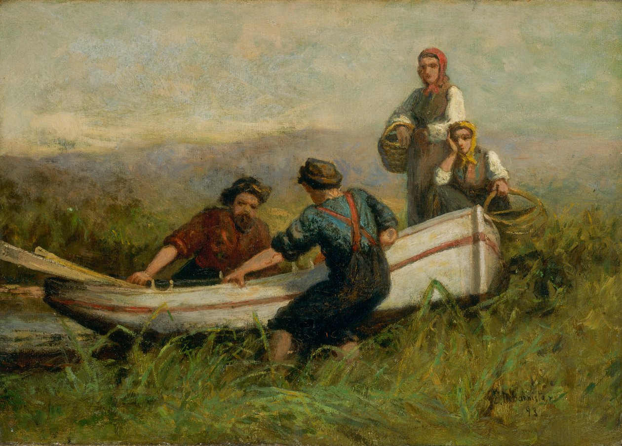 Människor nära båt, 1893. av Edward Mitchell Bannister