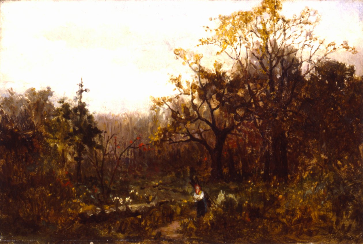 Utan titel (landskap - kvinna som bär trä) av Edward Mitchell Bannister