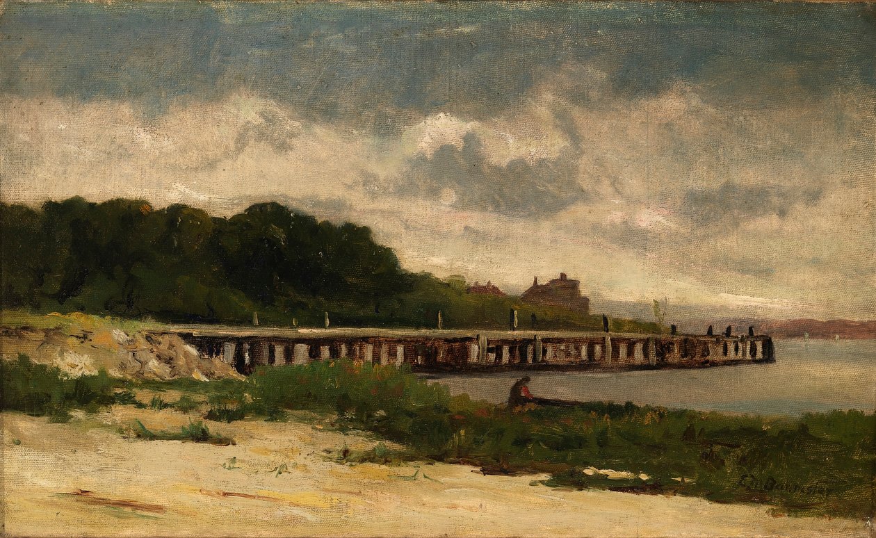 Utan titel (landskap med pir) av Edward Mitchell Bannister