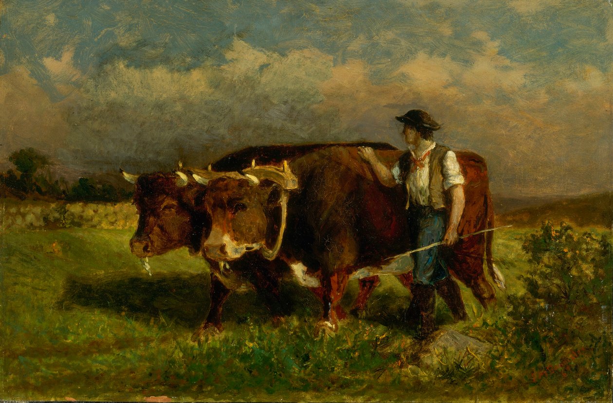 Utan titel (man med två oxar) av Edward Mitchell Bannister