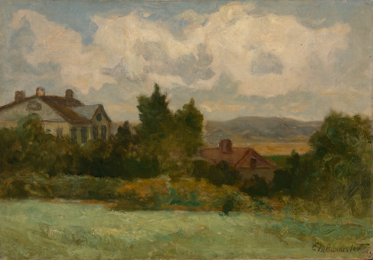Namnlösa hus och träd, 1898. av Edward Mitchell Bannister