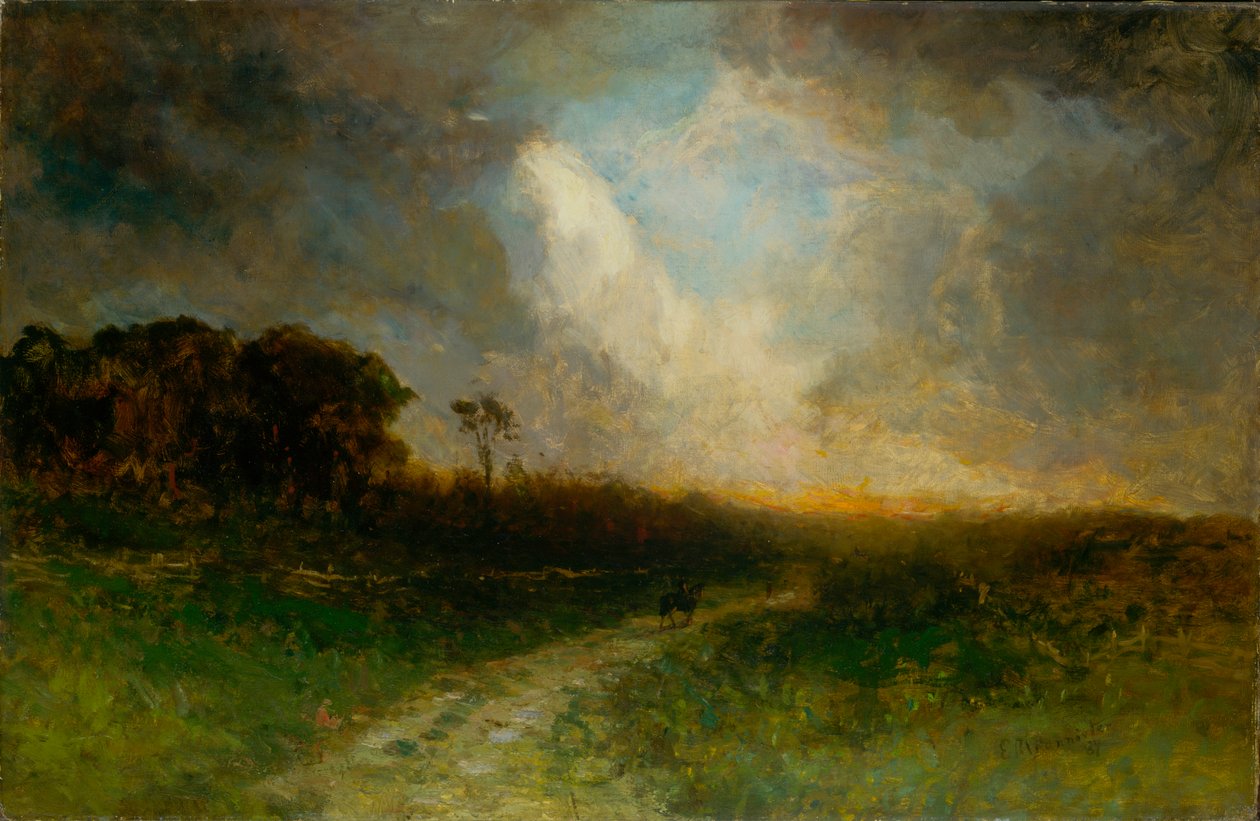 Namnlös landskap, man på häst, 1884. av Edward Mitchell Bannister