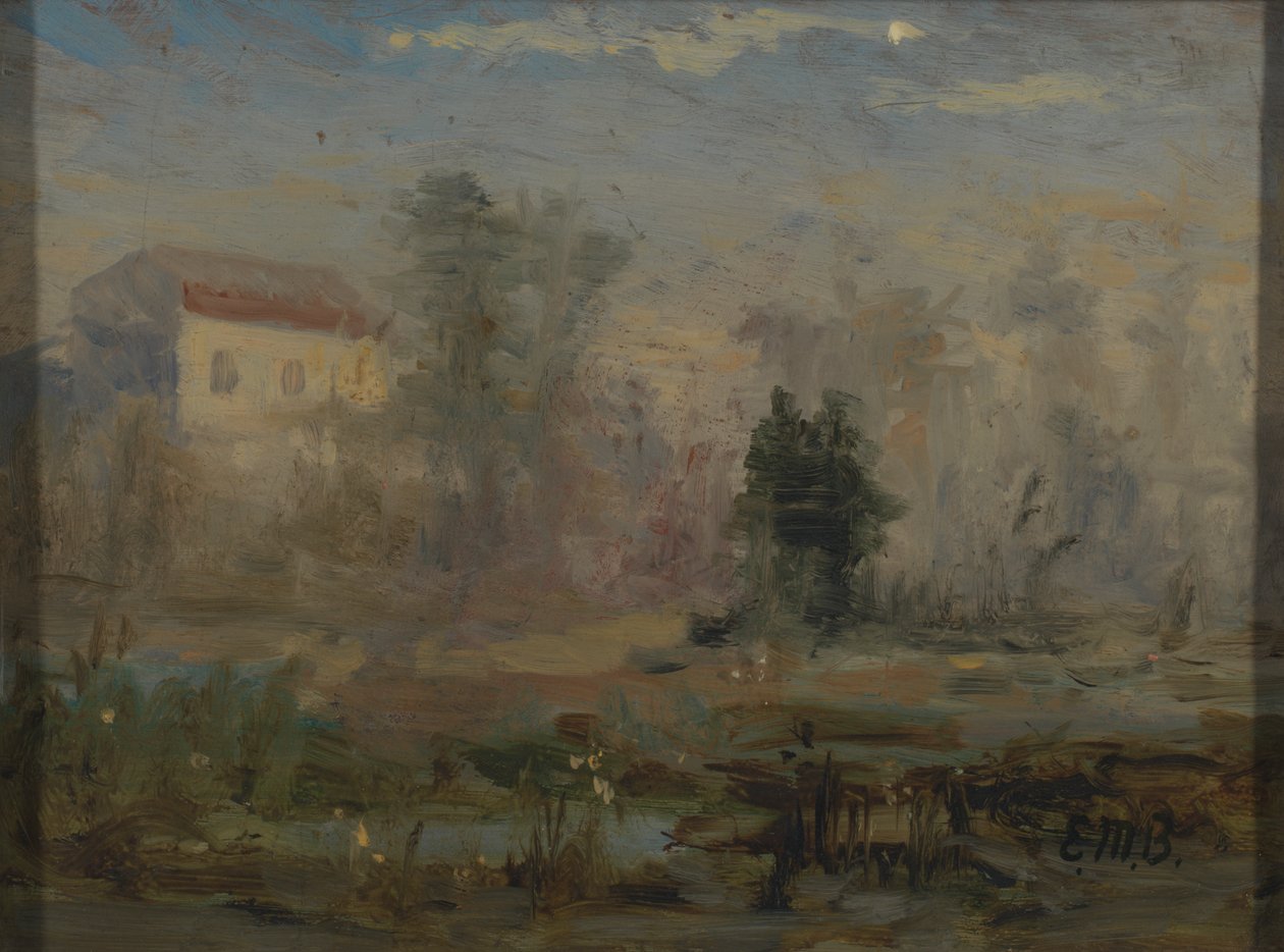 Namnlöst landskap med hus i bakgrunden, n.d. av Edward Mitchell Bannister