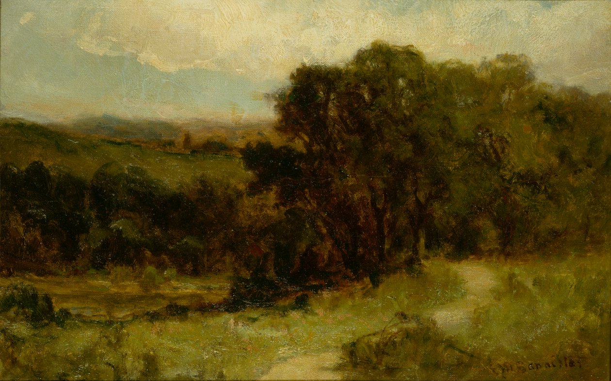Namnlöst landskap med väg nära bäck och träd, n.d. av Edward Mitchell Bannister