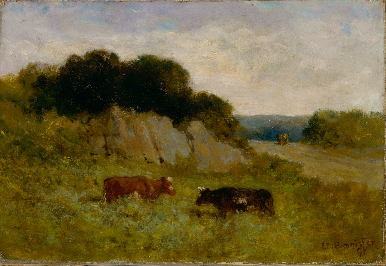 Namnlöst landskap med två kor, 1898. av Edward Mitchell Bannister