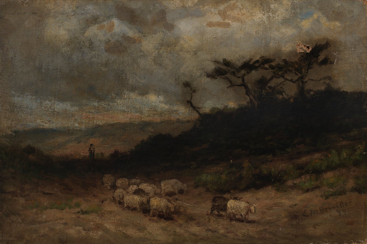 Namnlös herde med får, 1877. av Edward Mitchell Bannister