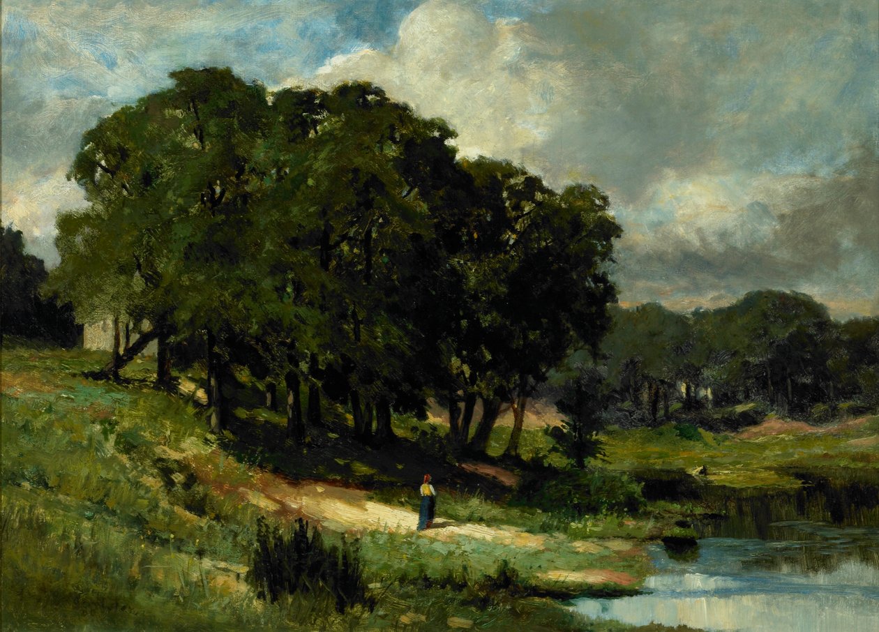 Kvinna som står nära en damm av Edward Mitchell Bannister