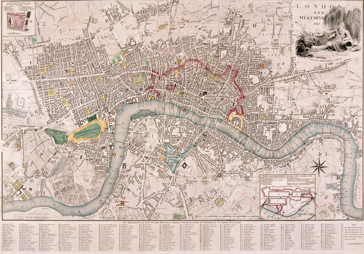 Karta över London, 1797 av Edward Mogg