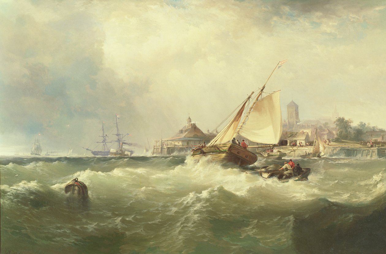 New Castle på Delaware-floden av Edward Moran