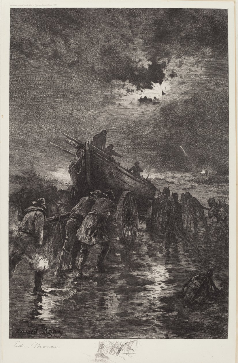 Namnlös (Sjösättning av en Dory/Till räddning/skeppsvrak) av Edward Moran
