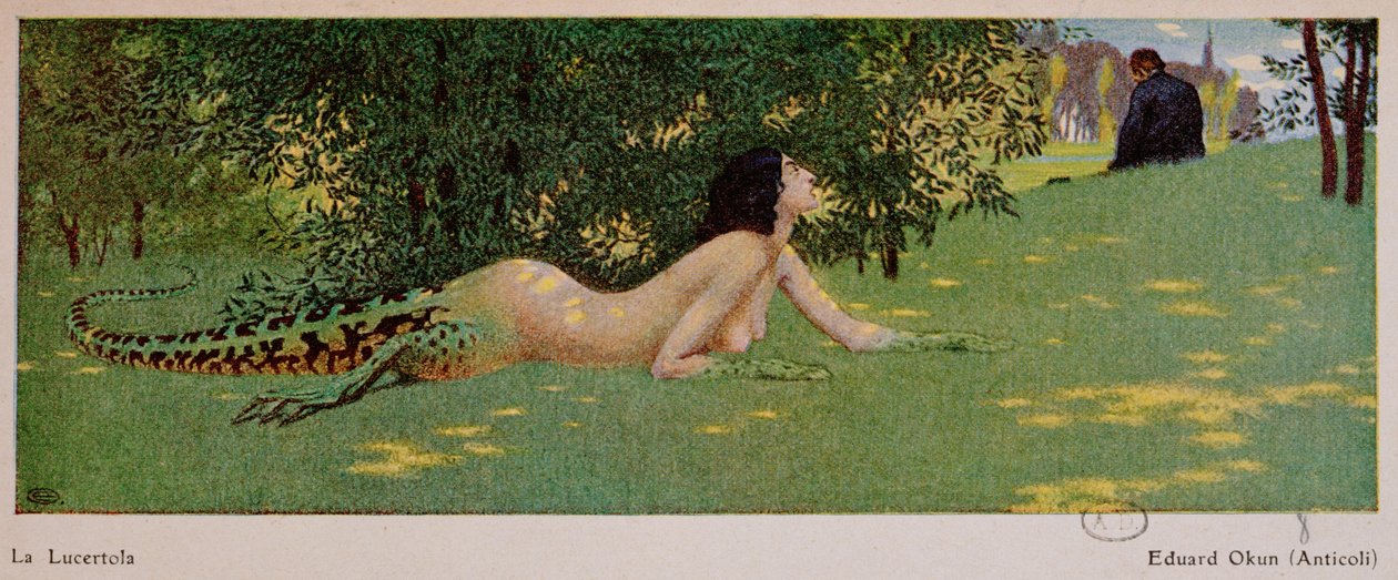 Lucertola (hälften hona, hälften grön ödla), 1908 av Edward Okun