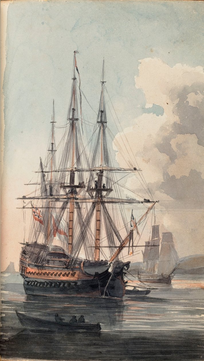 Vy över Hans Majestäts fartyg Inflexible, början av 1800-talet (akvarell) av Edward Pelham Brenton