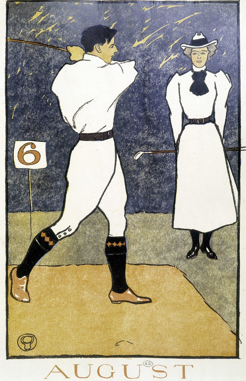 Par som spelar golf - i "" Golfkalender"" av Edward Penfield av Edward Penfield