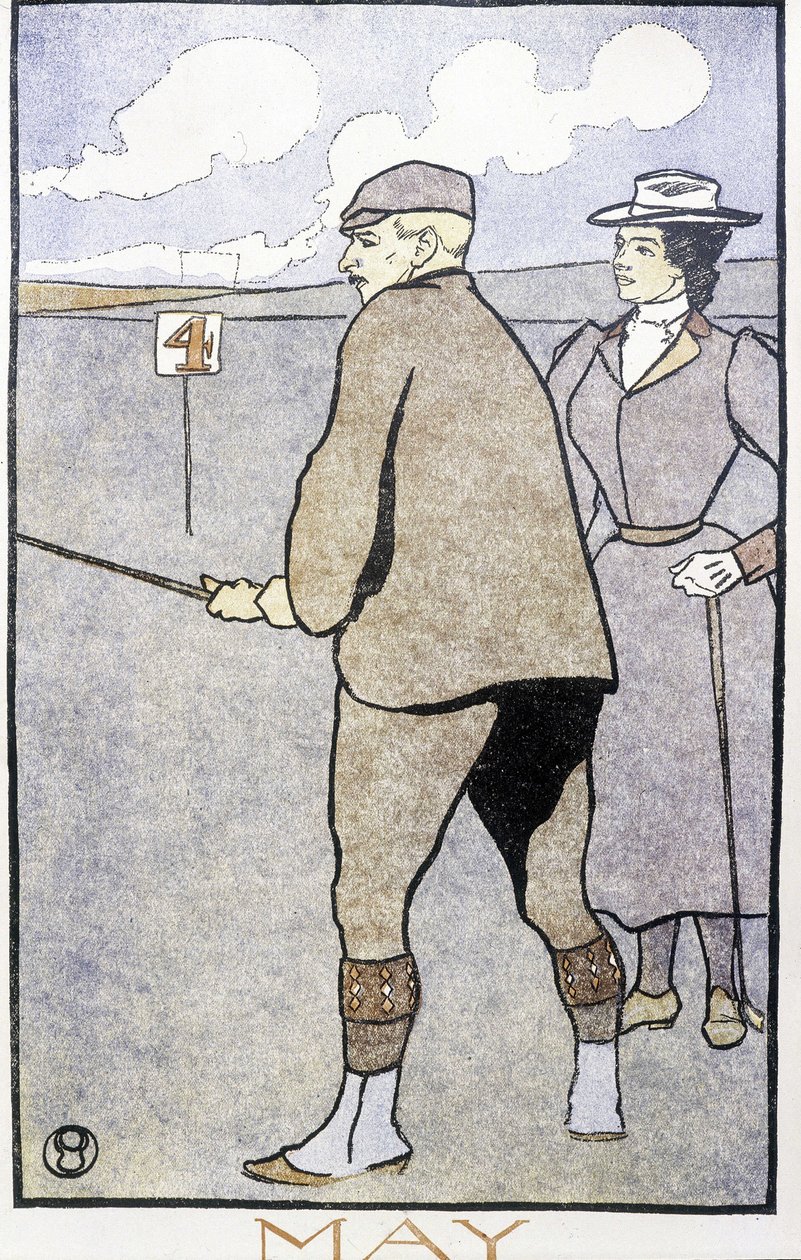 Par som spelar golf - i "" Golfkalender"" av Edward Penfield av Edward Penfield