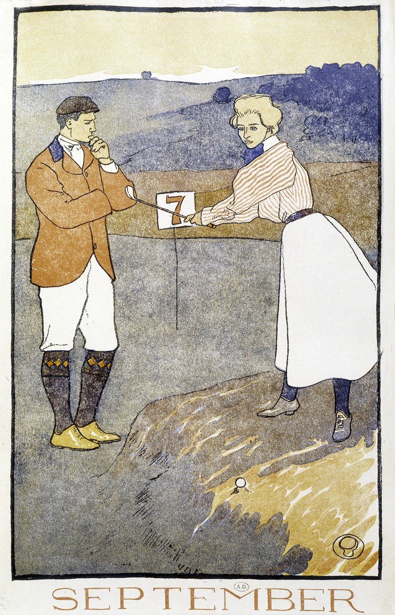 Par som spelar golf - i "" Golfkalender"" av Edward Penfield av Edward Penfield