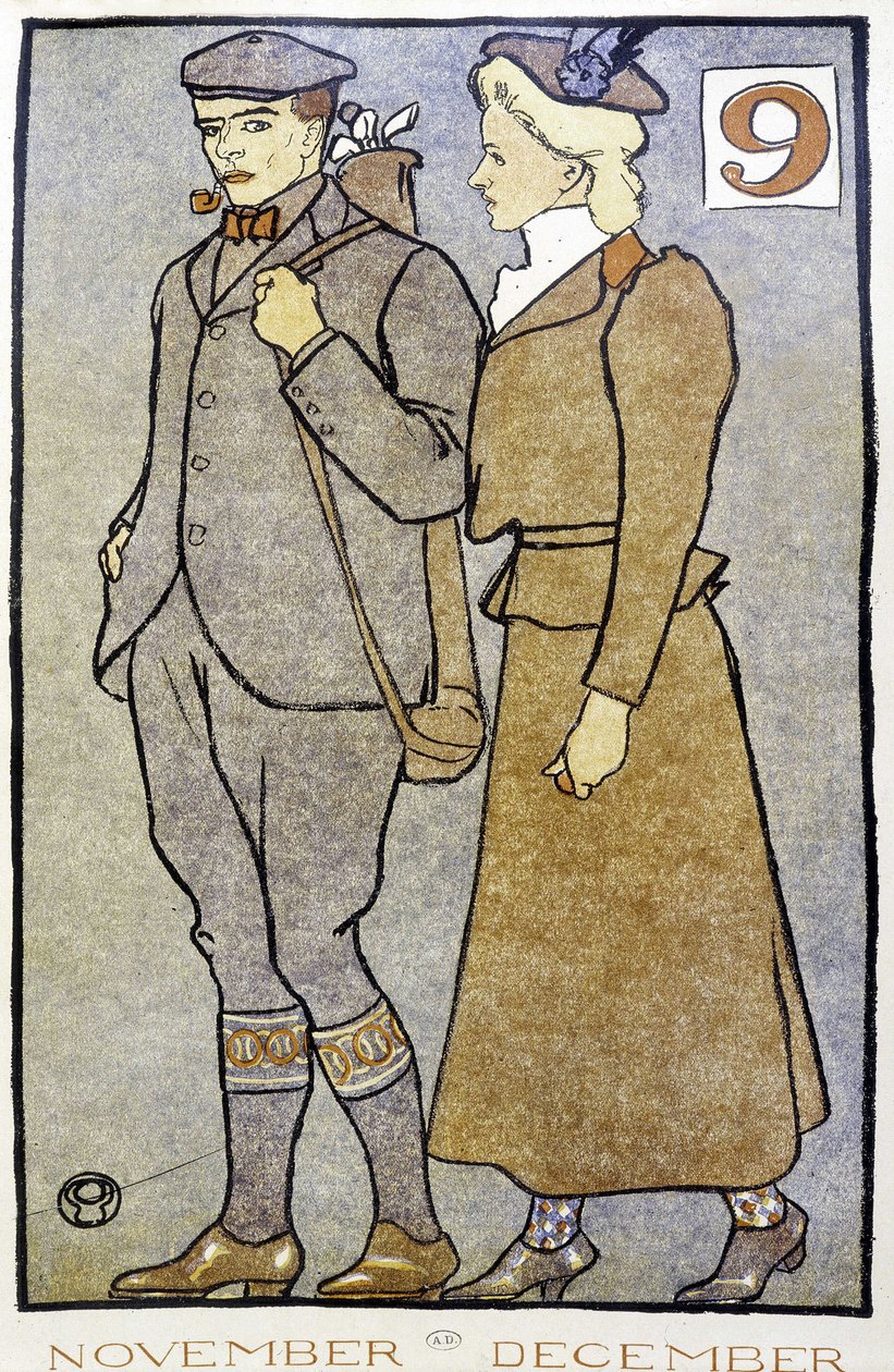 Golf Couple - i "" Golf Calendar"" av Edward Penfield av Edward Penfield