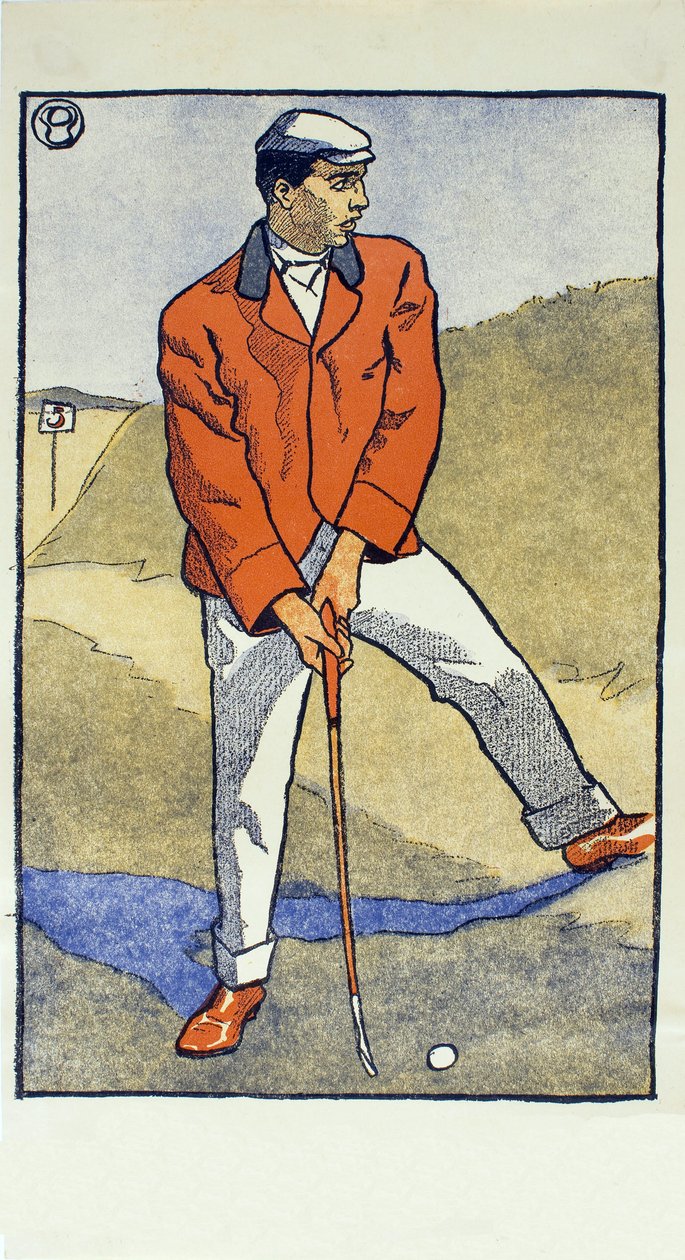 Juni/juli, detalj från 1931 golfkalender, pub. 1931 av Edward Penfield