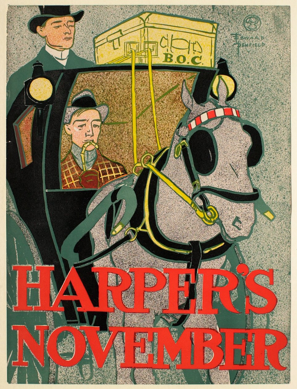 Man i en hansomhytt, novembernumret av Harper