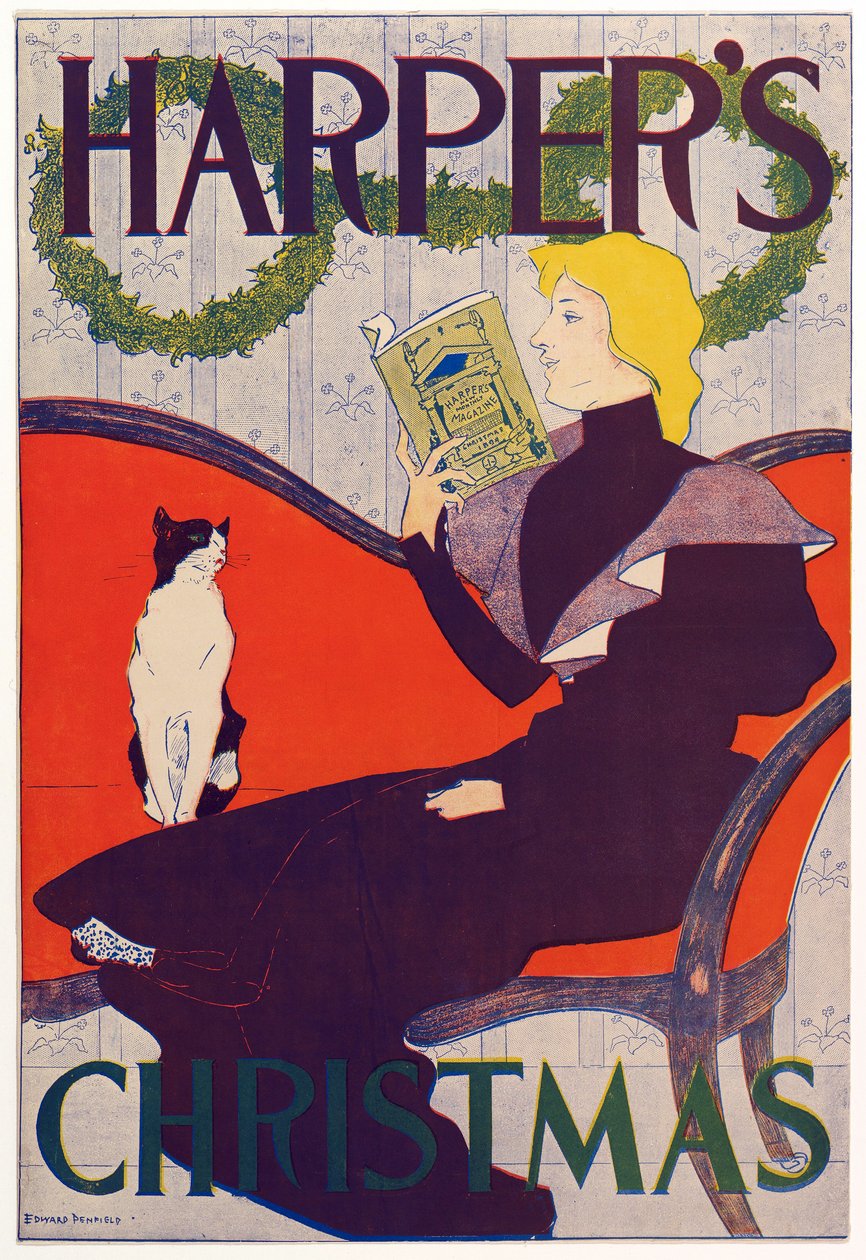 Affischreklam för Harpers New Monthly Magazine, jul 1894 (färglitografi) av Edward Penfield