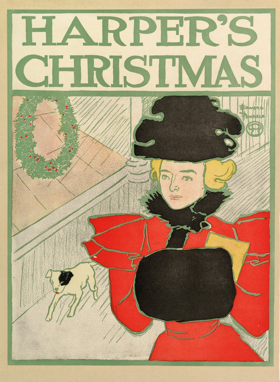 Affisch som annonserar Harpers New Monthly Magazine, julen 1894 av Edward Penfield