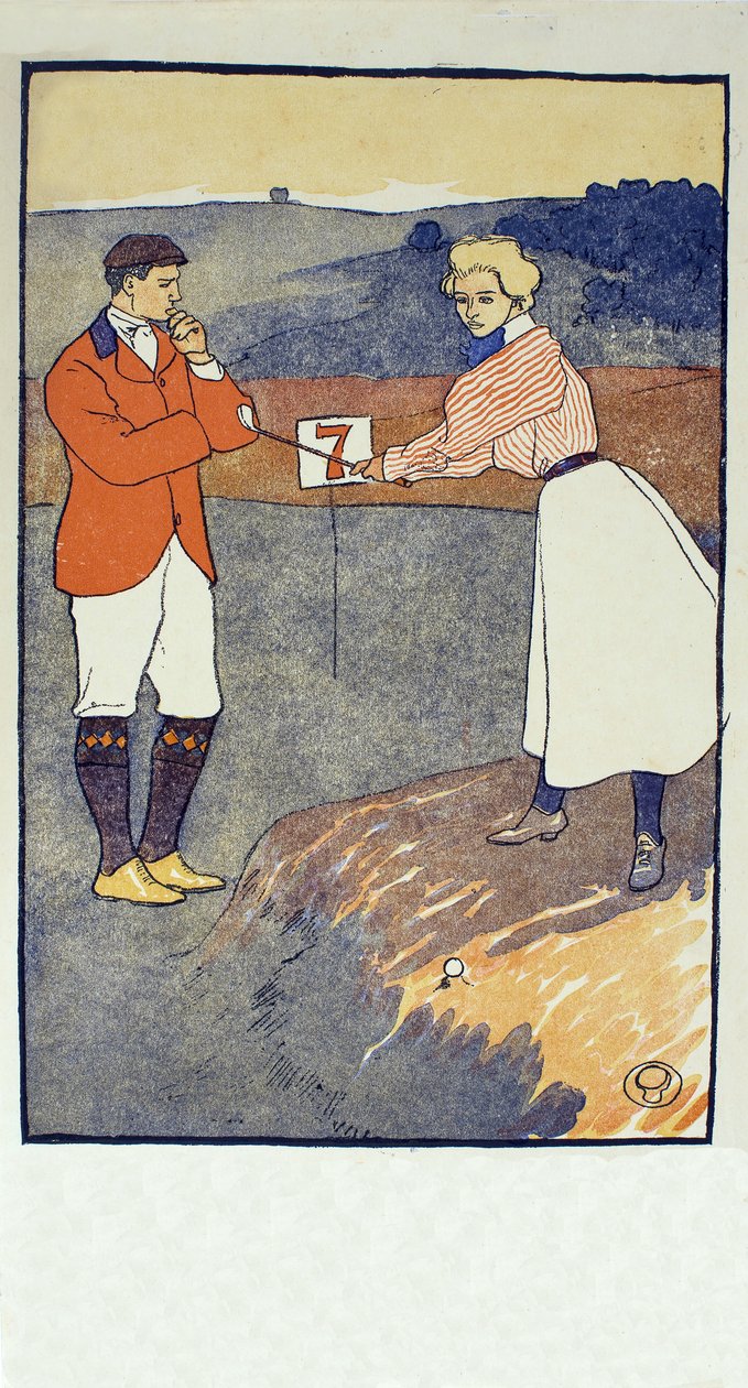 September, specificerar från 1931 golfkalender, pub. 1931 av Edward Penfield