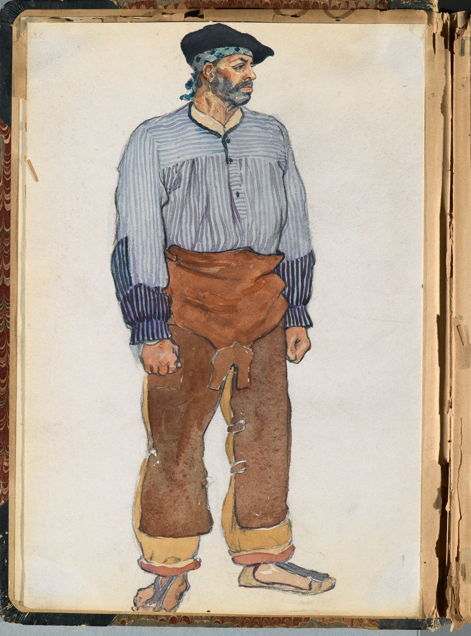 Spansk skiss, ca 1911 (wc & grafit på papper monterad i klippbok) av Edward Penfield