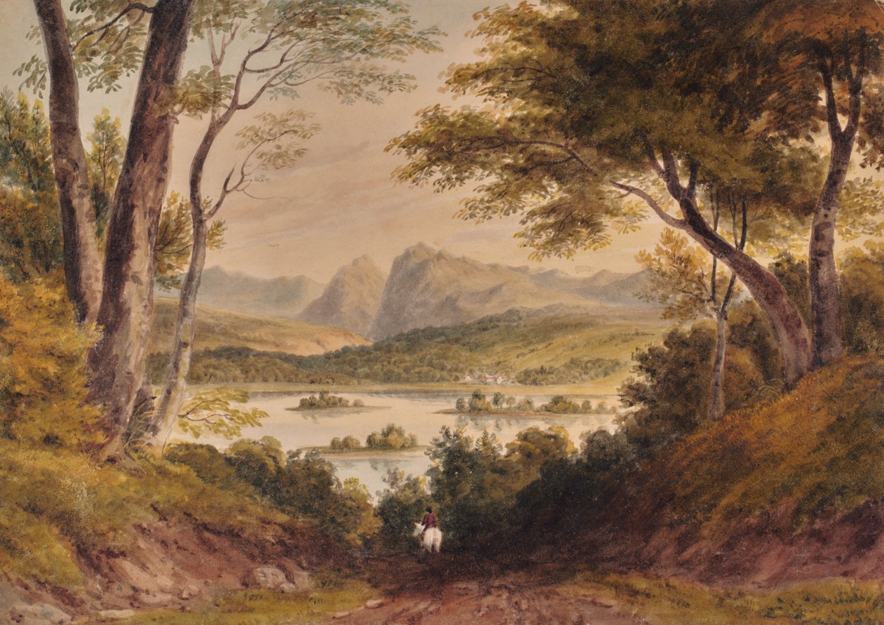 Landskap med sjö och bergskedja av Edward Pretty