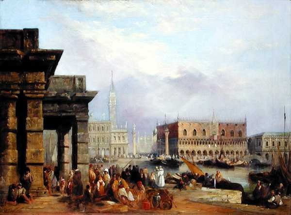 Utsikt över Venedig (olja på duk) av Edward Pritchett