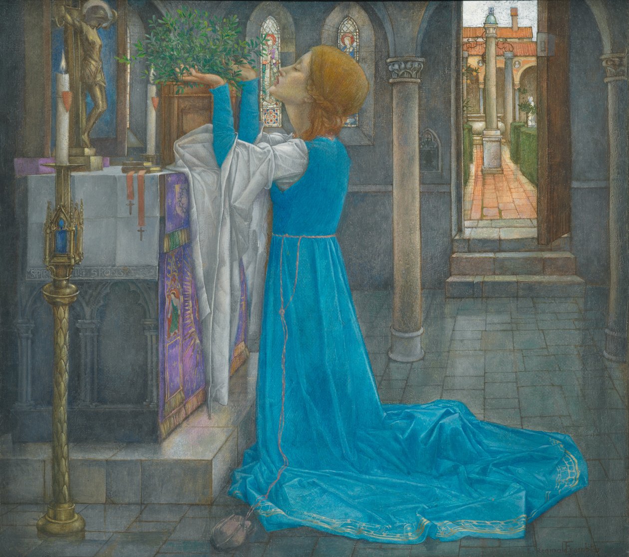 Isabella och basilikakrukan (tempera på duk) av Edward Reginald Frampton