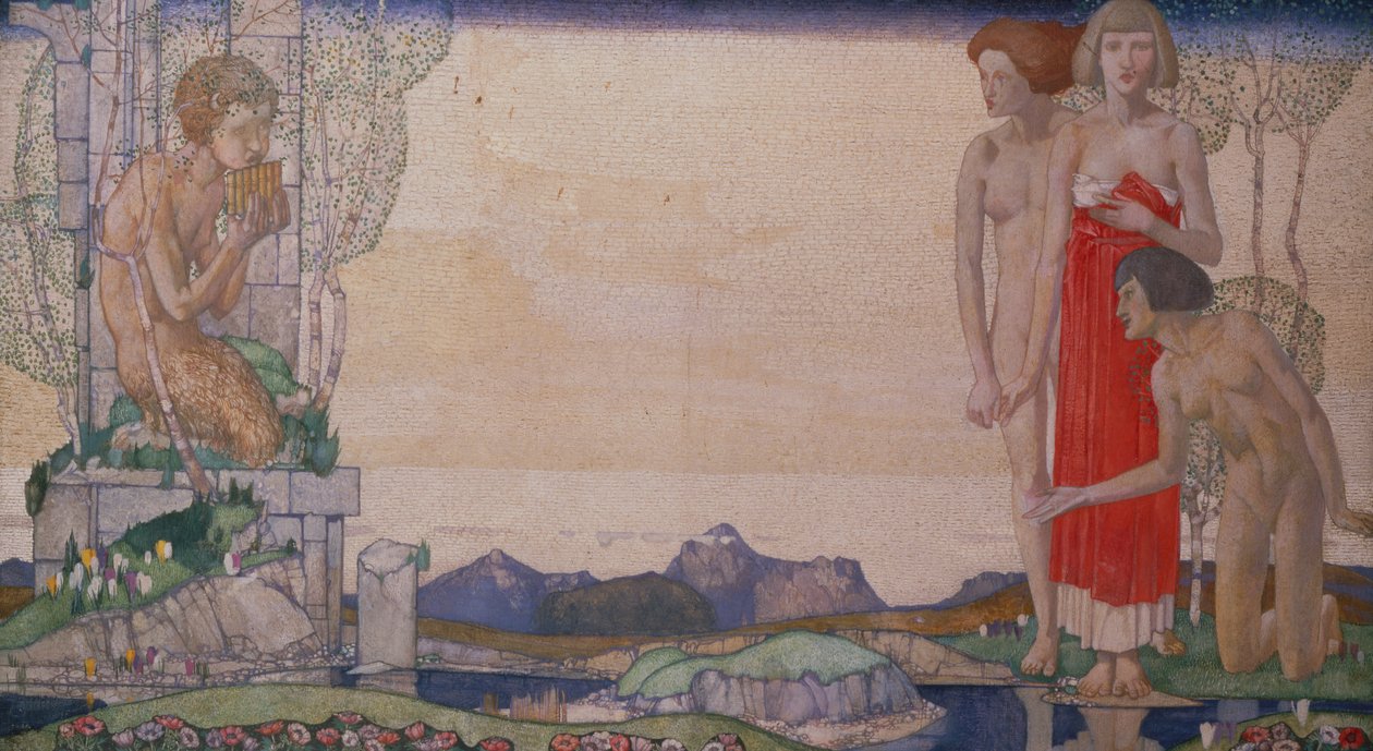 The Voice of Pan (olja på duk) av Edward Reginald Frampton