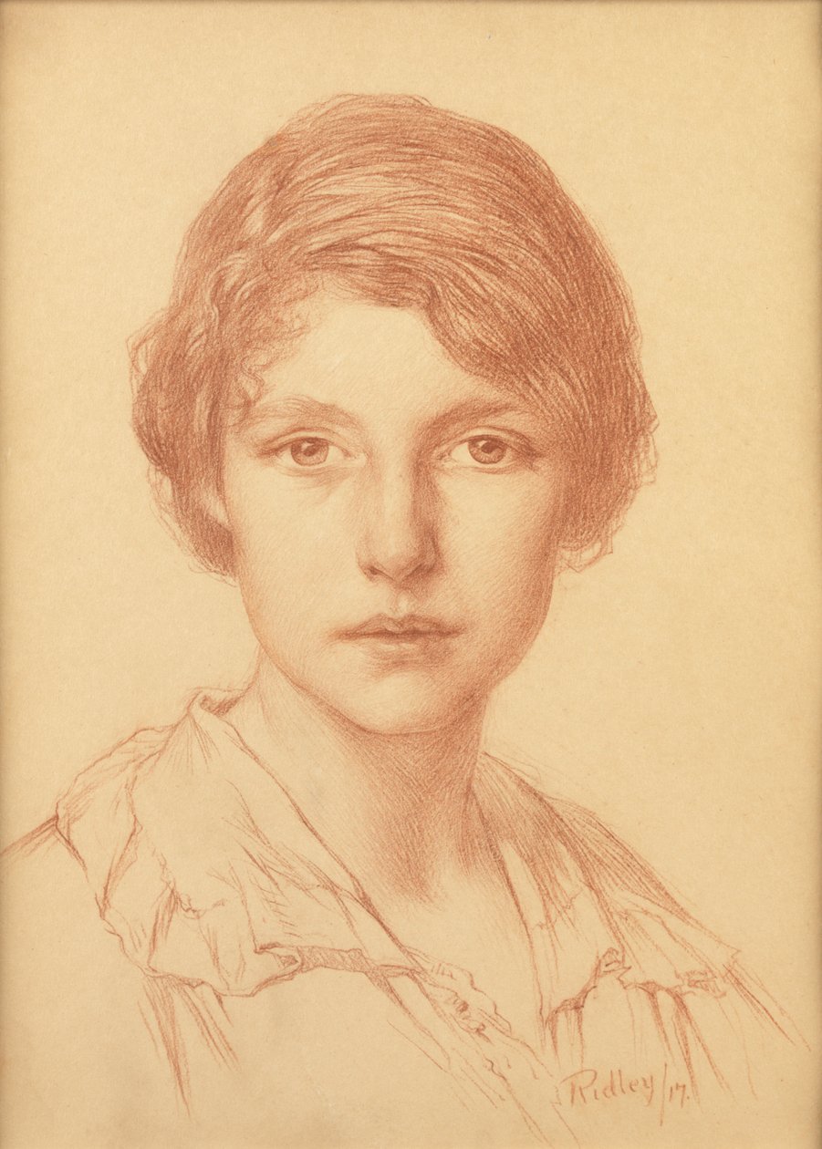 En ung kvinna (rödkrita) av Edward Ridley