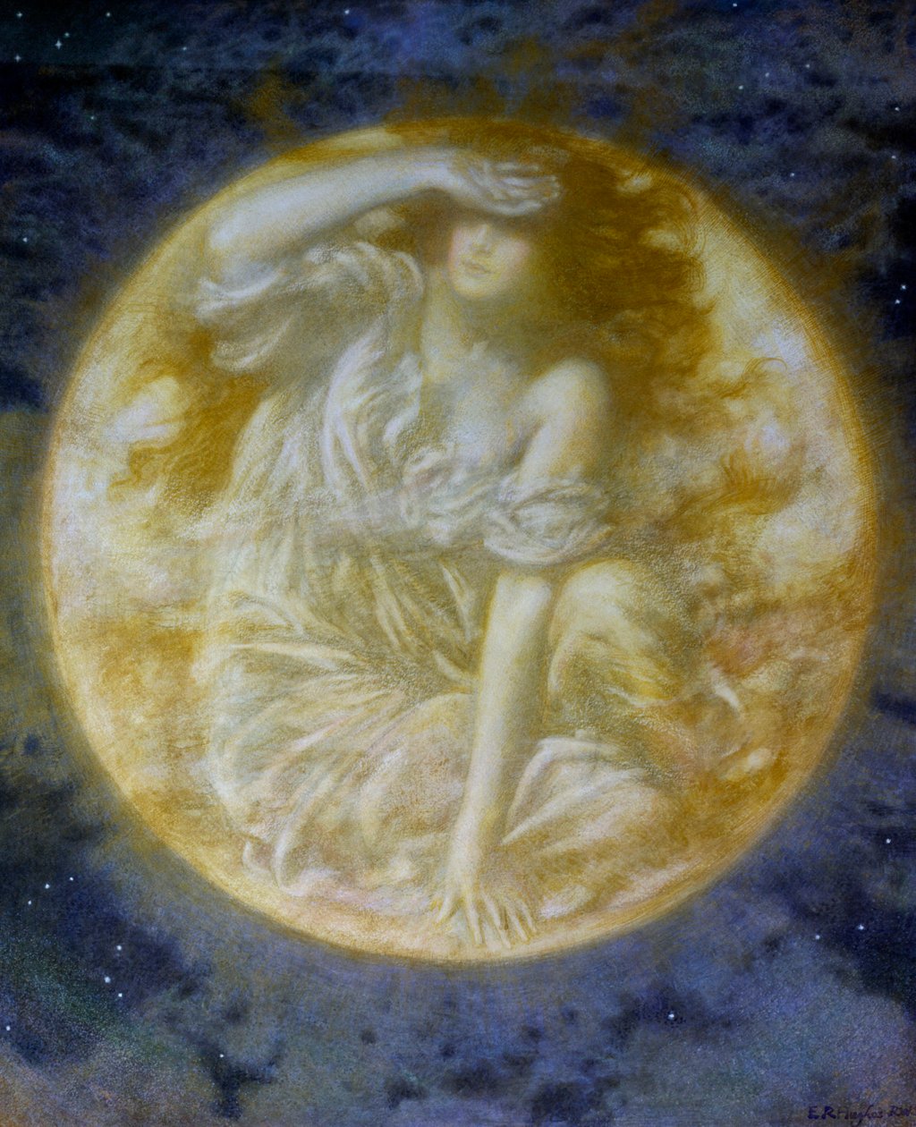 "Radiant Moon" Målning av Edward Robert Hughes (1851-1914) (prerafaelit) Privat samling av Edward Robert Hughes