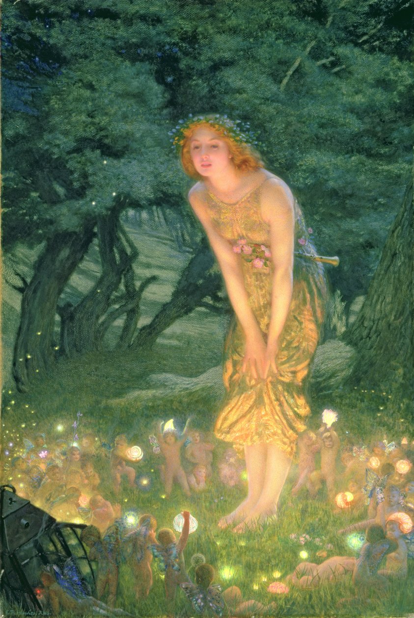 Midsommarafton (akvarell på papper) av Edward Robert Hughes