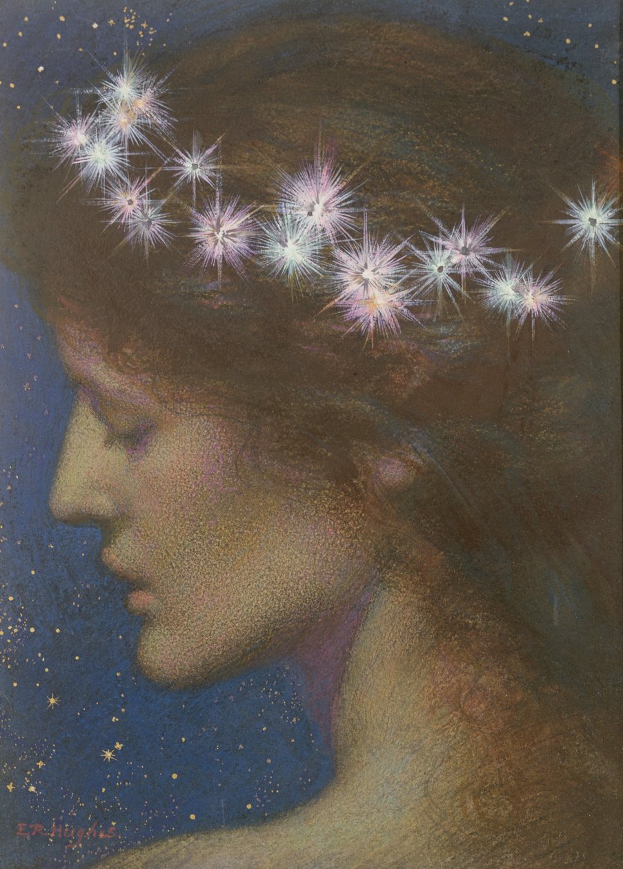 Natt (wc & kroppsfärg på papper) (se 48895) av Edward Robert Hughes