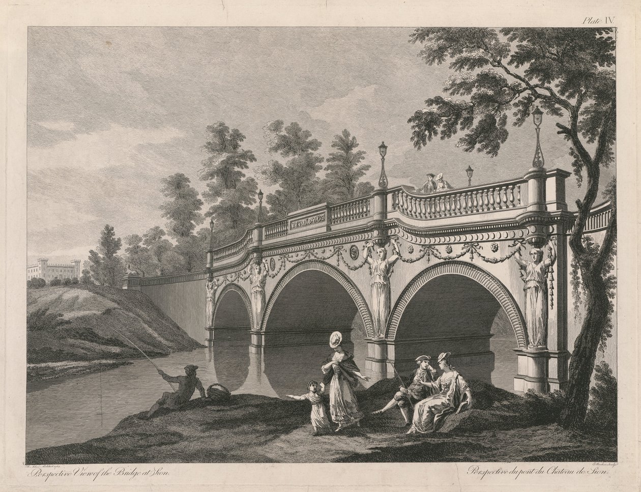 Perspektivvy av bron vid Sion av Edward Rooker