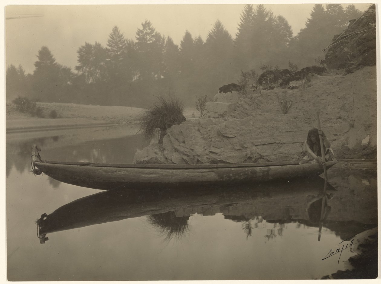 Fiske från kanot – Hupa av Edward S. Curtis