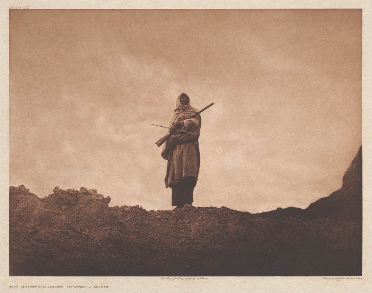Portfölj III, plansch 110: Jägaren av bergsfår av Edward S. Curtis