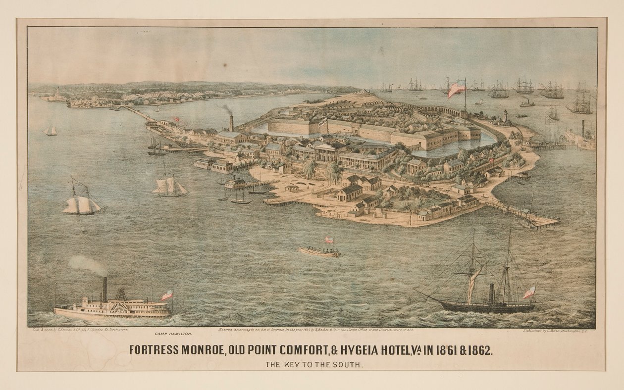 Fortress Monroe, Old Point Comfort och Hygeia Hotel, Virginia 1861 och 1862 av Edward Sachse