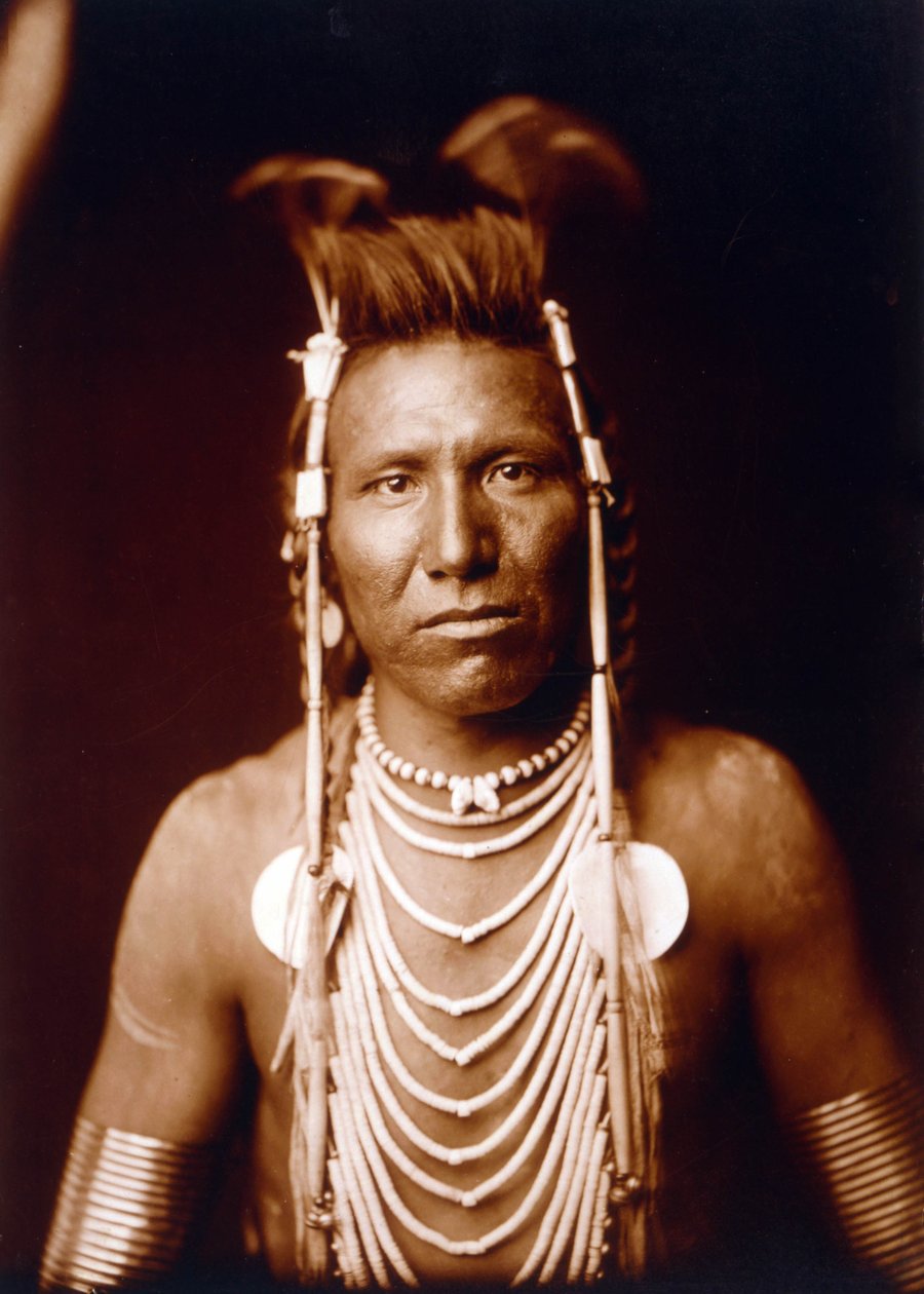 Indian Brave: Ben Long Ear c. 1905, foto Edward S. Curtis av Edward Sheriff Curtis