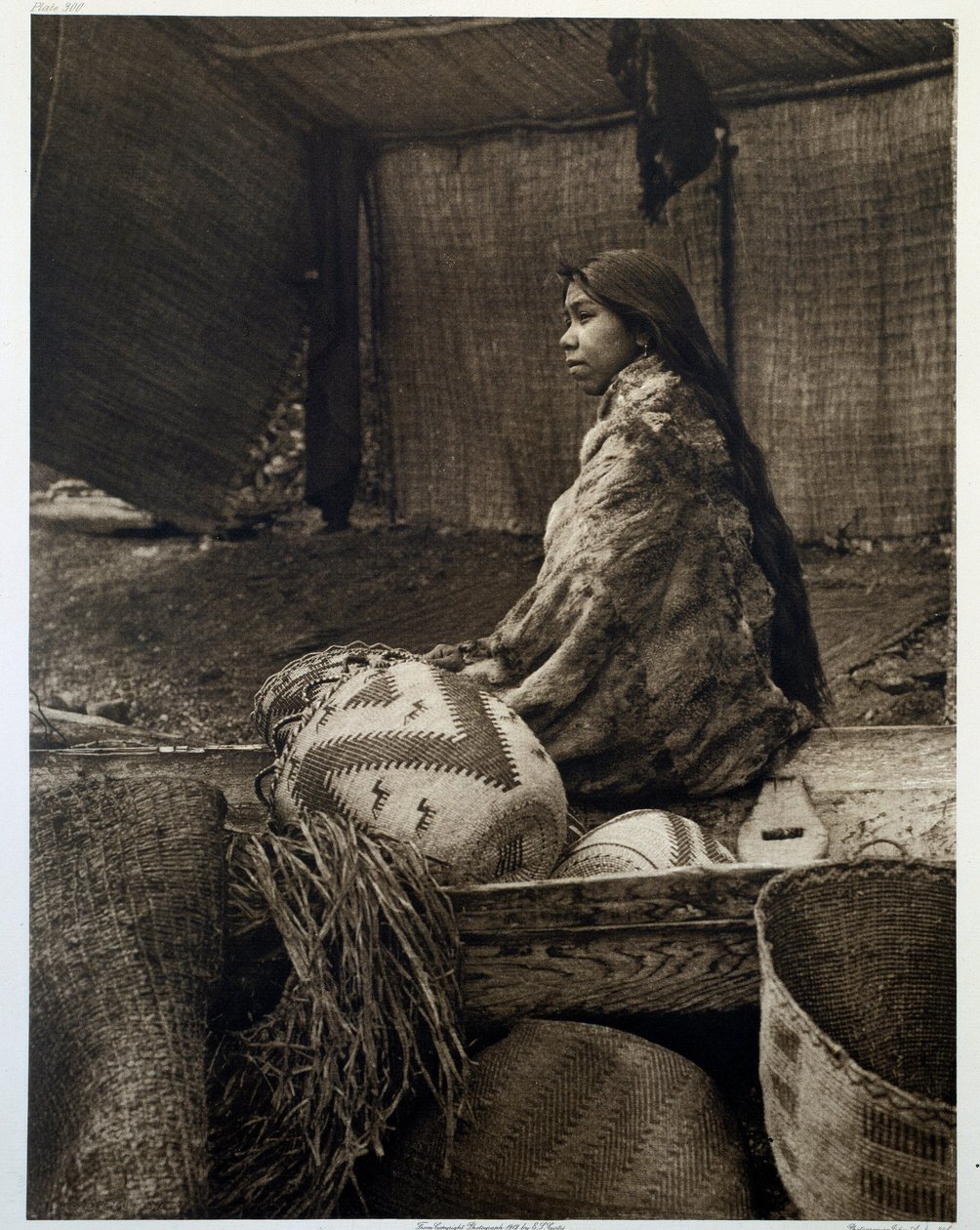 Indians of America: en ung indisk flicka, dotter till hövdingen för Skokomish-stammen av Edward Sheriff Curtis