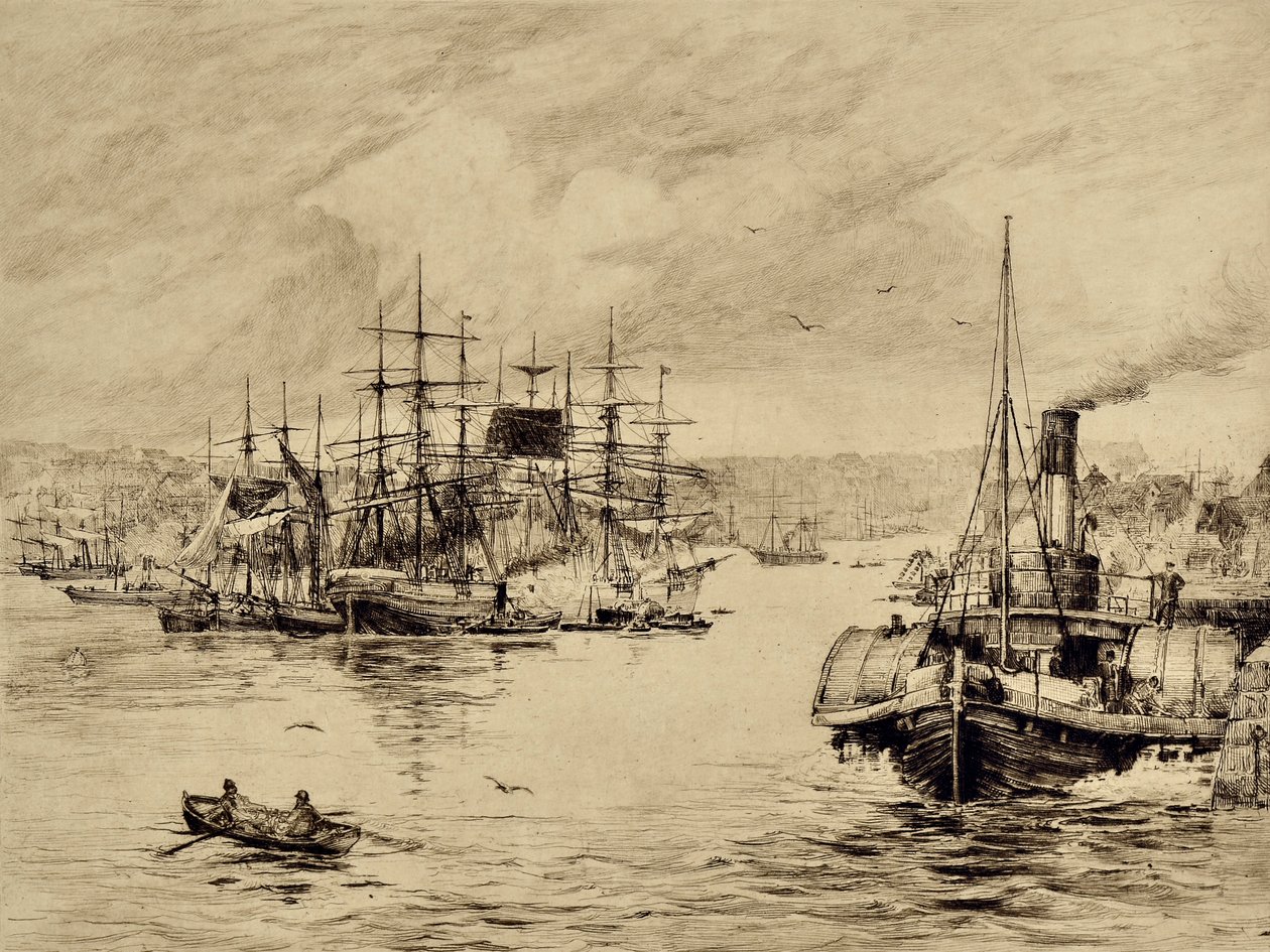 The Tyne: At Shields, ca 1880 (etsning) av Edward Slocombe