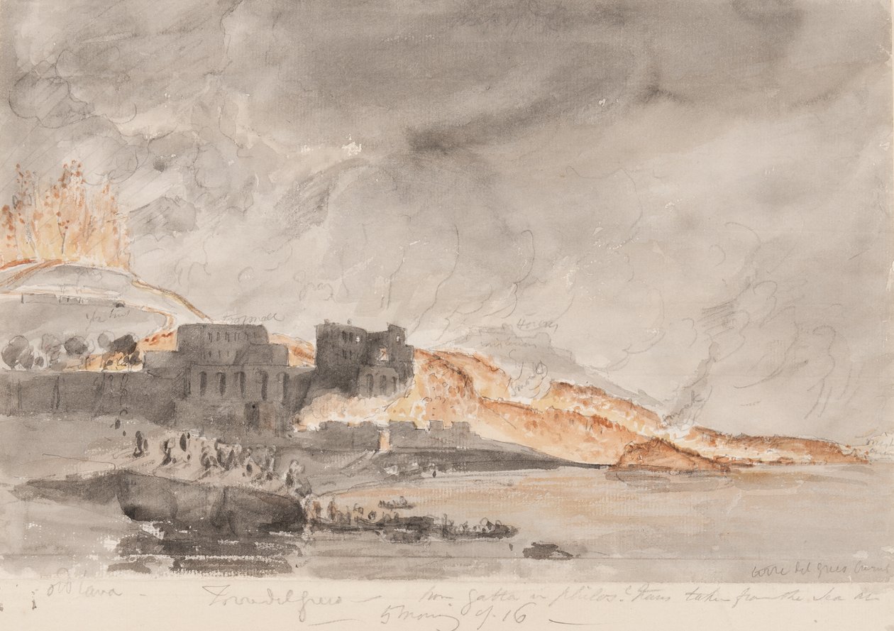 Vesuvius utbrott, 1794 (penna & wc på papper) av Edward Swinburne