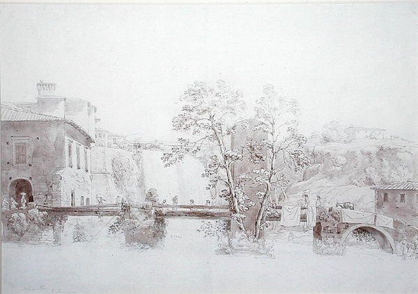 Isola di Sora (penna & bläck & tvätt på papper) av Edward Swinburne