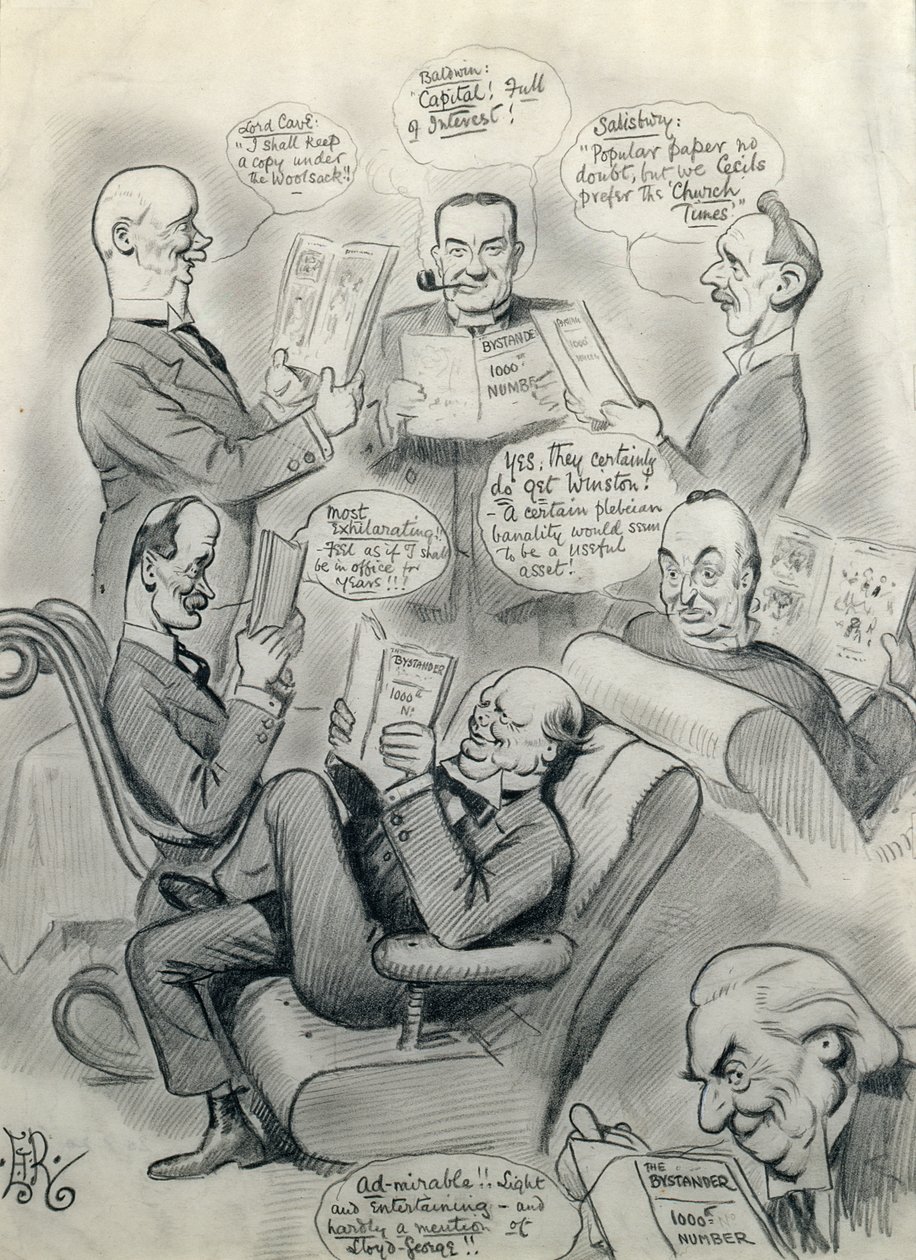 The Bystander 1000th Number, med Lord Cave (1856-1928) Stanley Baldwin (1867-1947), Lord Salisbury (1861-1947), Herbert Asquith (1852-1928) och Winston Churchill (1874-1965) av Edward Tennyson Reed