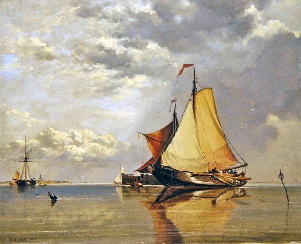 Holländska båtar utanför Fort Lillo, Scheldtmynningen av Edward William Cooke