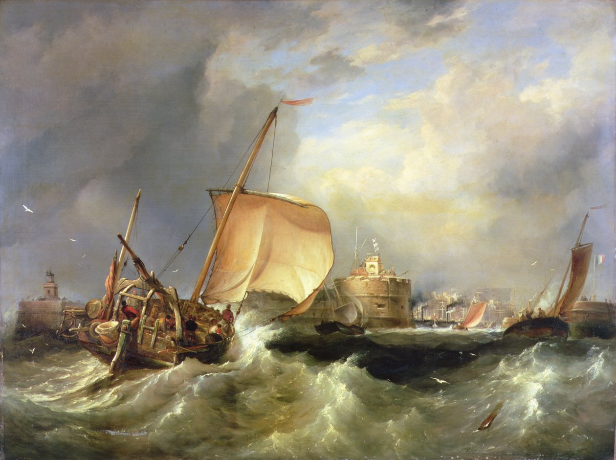 Fransk sillbåt som kör in i hamnen utanför Havre de Grace av Edward William Cooke